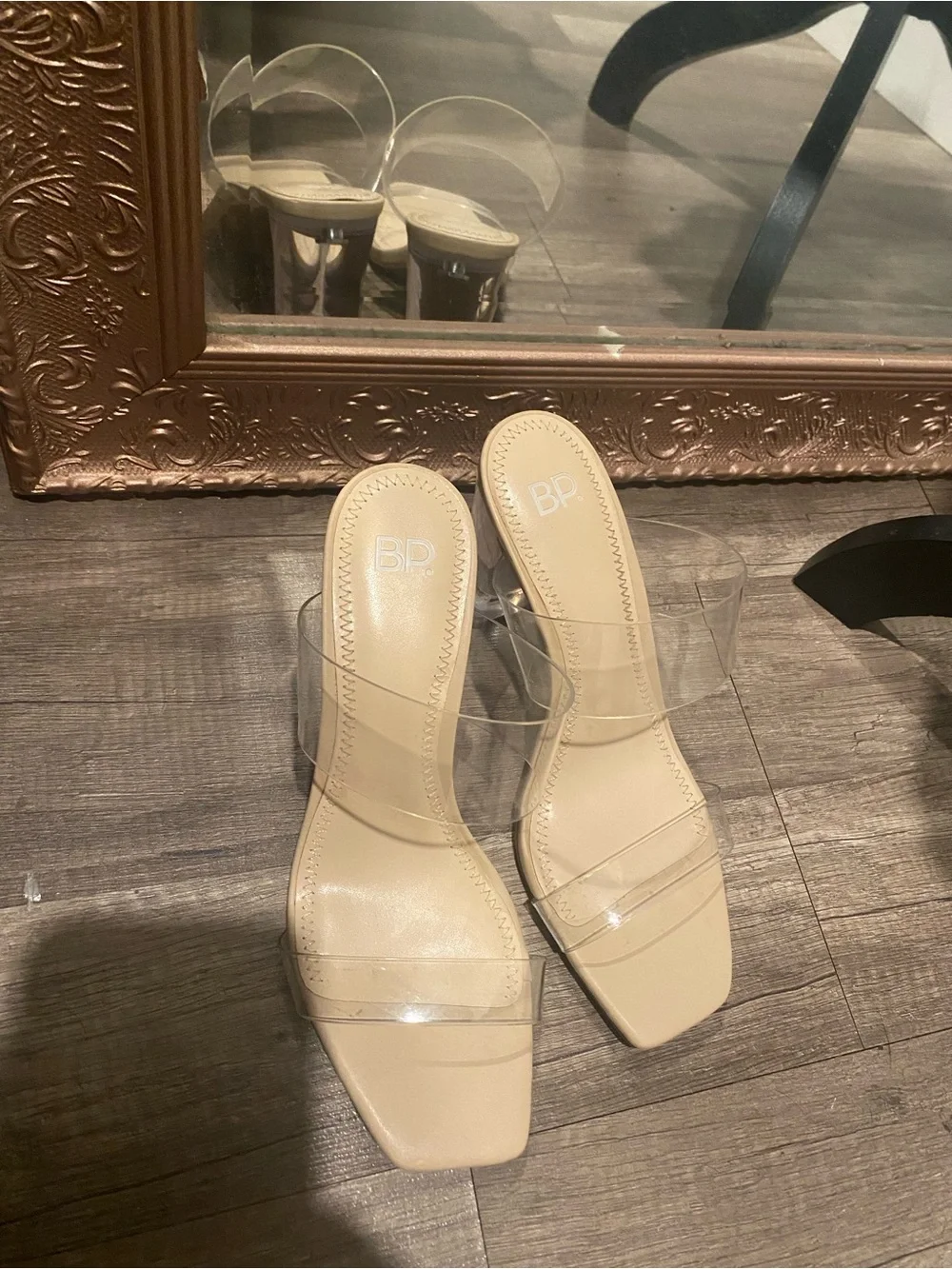 Nordstrom Clear-Strap Nude Block Heel Mule - Picture 3 of 6